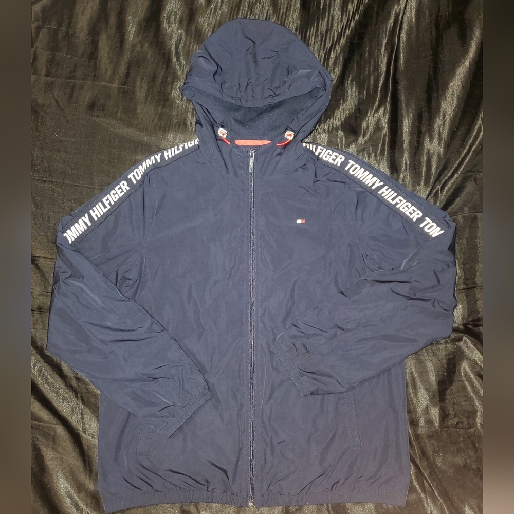 Tommy Hilfiger Windbreaker Jacket, Navy Blue, Boys Small